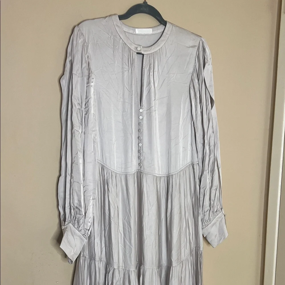 Elegant Long Sleeve Silver Maxi Dress - Picture 2 of 4
